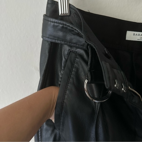 Aritzia Babaton Vegan Leather Fall Barrel Trouser Pant in Black Size 8 - Picture 6 of 12